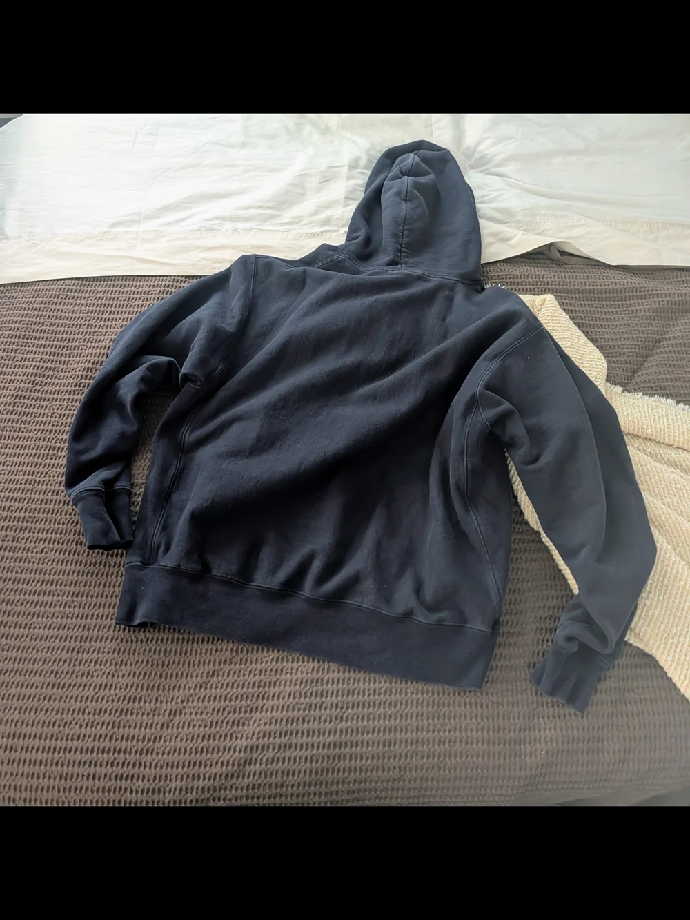 Champion Navy Blue Pullover Hoodie Crewneck (Heavyweight) (Frayed Strings)